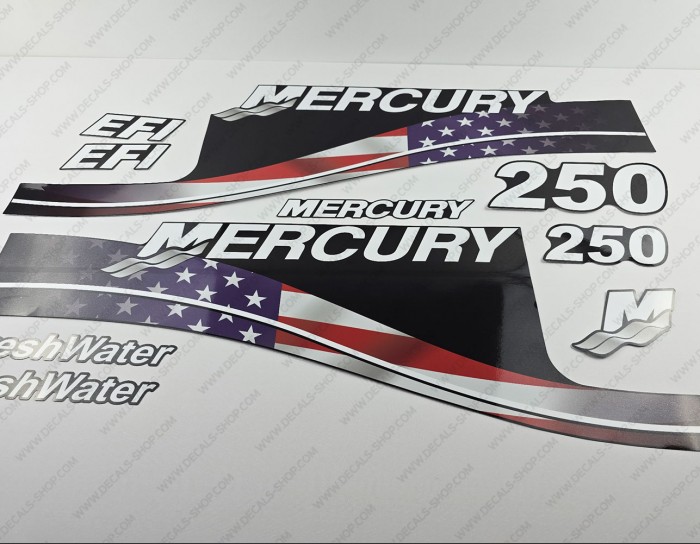 Mercury 250HP Freshwater EFI USA Flag Edition Outboard Decal Kit